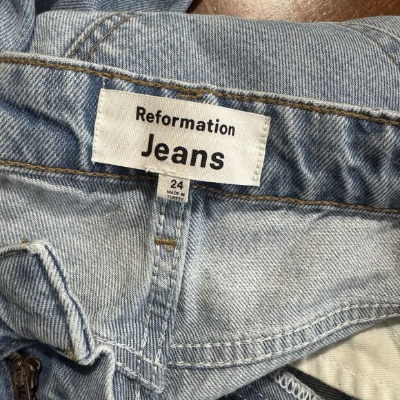 Reformation Delena High Rise Relaxed Jeans 24 Blue Denim Organic Cotton READ - Picture 4 of 16